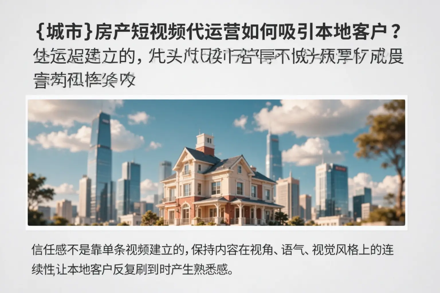 桂平房产短视频代运营如何吸引本地客户？